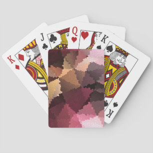 Mosaic in brown-pink and yellow colours playing cards