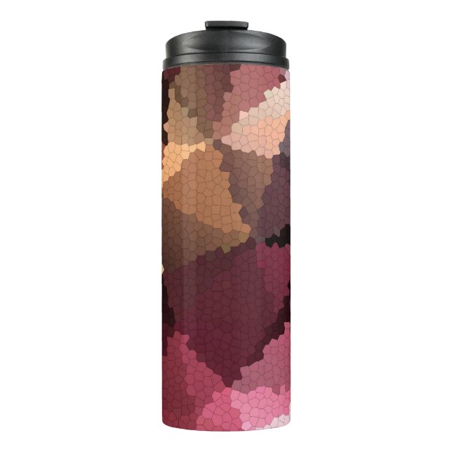 Mosaic in brown-pink and yellow colours thermal tumbler (Front)
