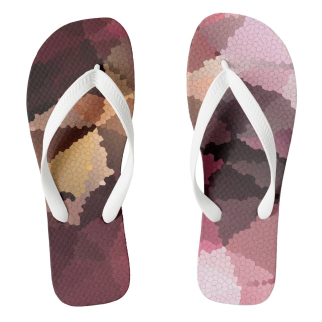 Mosaic in brown-pink and yellow colours thongs (Footbed)