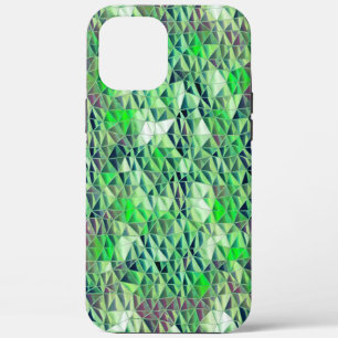 Mosaic in greenish triangles with gradient tones iPhone 12 pro max case