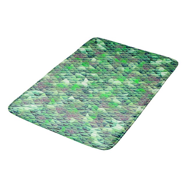 Mosaic in greenish triangles with gradient tones t bath mat (Angled)