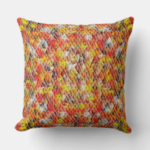 Mosaic in reddish triangles with gradient tones th cushion