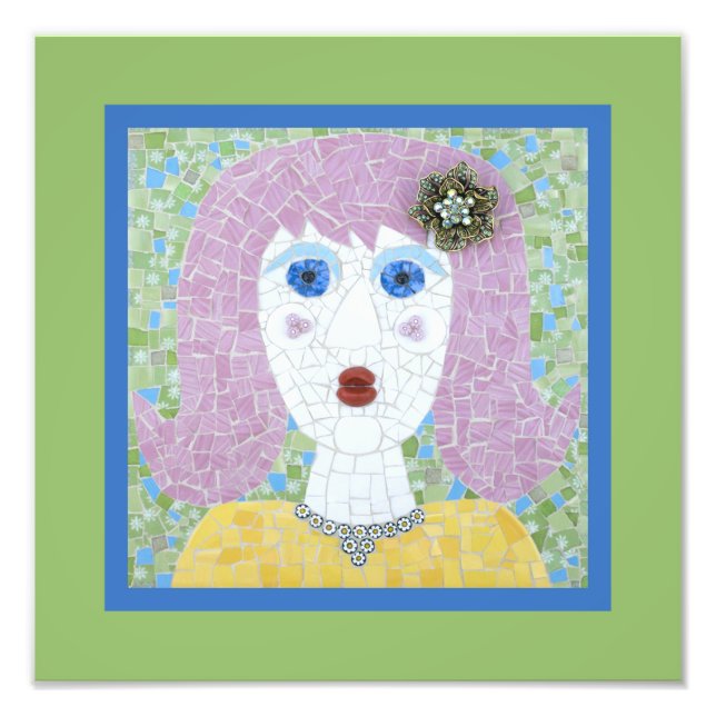Mosaic - Ingrid with Green & Blue Border Photo Print (Front)