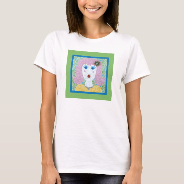 Mosaic - Ingrid with Green & Blue Border T-Shirt (Front)