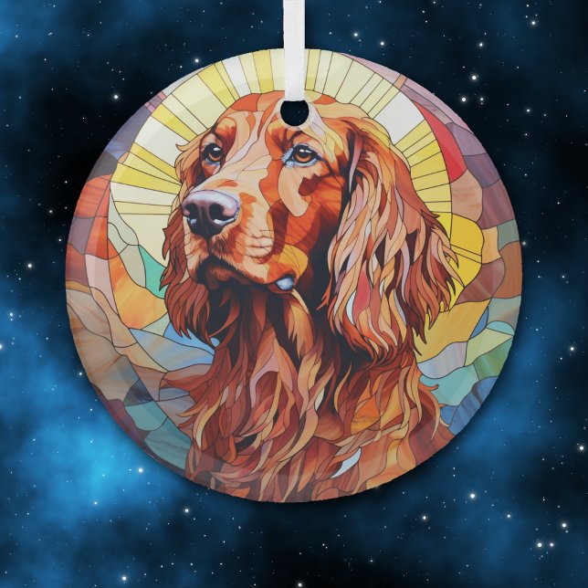Mosaic Irish Setter Dog Stained Glass Tree Decoration (Creator Uploaded)