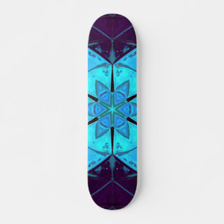 Mosaic Kaleidoscope Flower Blue and Purple Skateboard