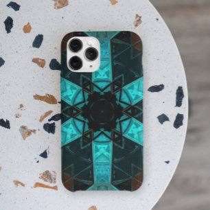 Mosaic Kaleidoscope Flower Blue and Red iPhone 11 Case