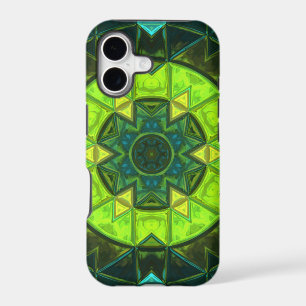 Mosaic Kaleidoscope Flower Green and Blue