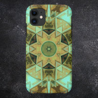 Mosaic Kaleidoscope Flower Green and Brown