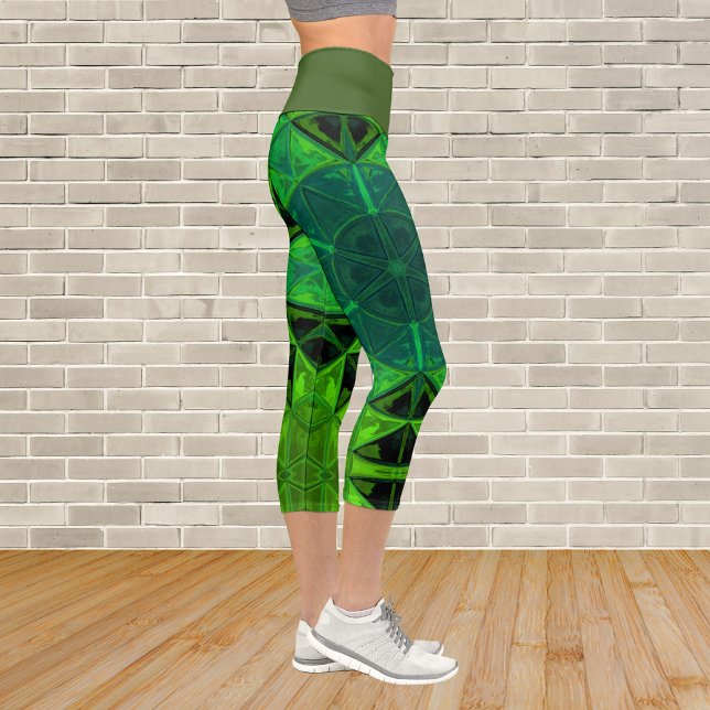 Mosaic Kaleidoscope Flower Green Leggings (Creator Uploaded)