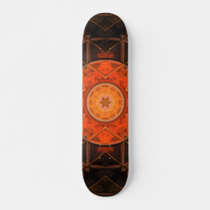 Mosaic Kaleidoscope Flower Orange and Brown Skateboard