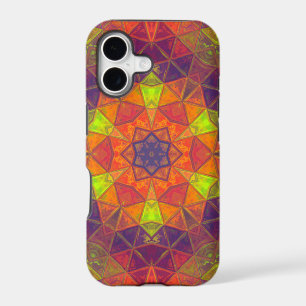 Mosaic Kaleidoscope Flower Orange Purple and Green