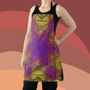 Mosaic Kaleidoscope Flower Pink and Yellow Apron