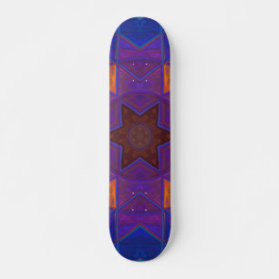 Mosaic Kaleidoscope Flower Pink Blue and Yellow Skateboard