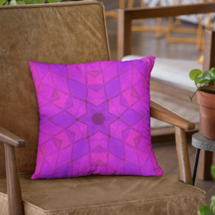 Mosaic Kaleidoscope Flower Pink Cushion