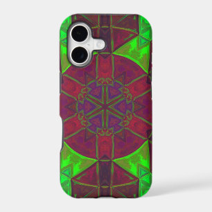 Mosaic Kaleidoscope Flower Pink Green and Yellow
