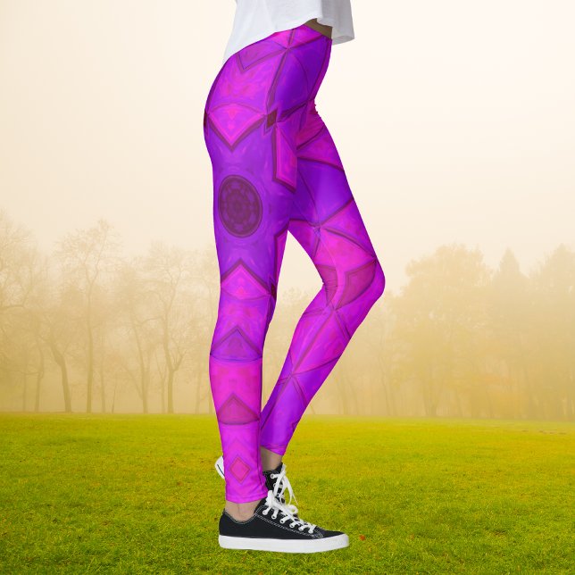 Mosaic Kaleidoscope Flower Pink Leggings (Creator Uploaded)