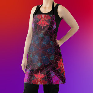 Mosaic Kaleidoscope Flower Purple and Pink Apron