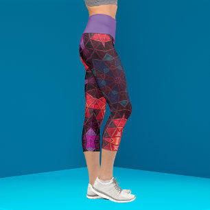 Mosaic Kaleidoscope Flower Purple and Pink Legging