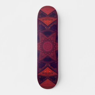 Mosaic Kaleidoscope Flower Purple and Red Skateboard