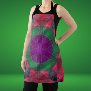 Mosaic Kaleidoscope Flower Purple Green and Pink Apron