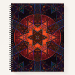Mosaic Kaleidoscope Flower Purple Orange and Blue Notebook