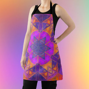Mosaic Kaleidoscope Flower Purple Pink and Yellow Apron