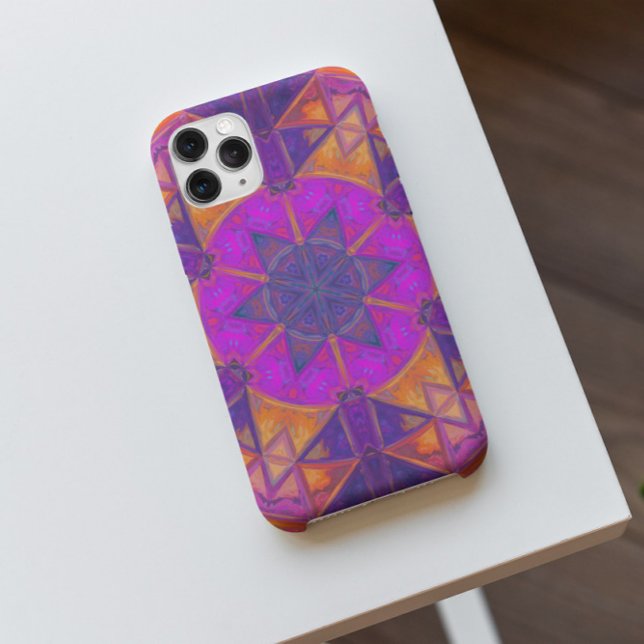Mosaic Kaleidoscope Flower Purple Pink and Yellow Case-Mate iPhone Case (Creator Uploaded)