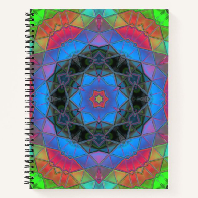 Mosaic Kaleidoscope Flower Rainbow Notebook (Front)