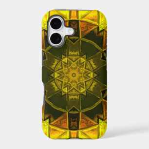 Mosaic Kaleidoscope Flower Yellow and Green