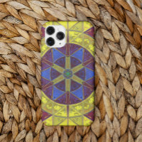 Mosaic Kaleidoscope Flower Yellow Blue and Orange