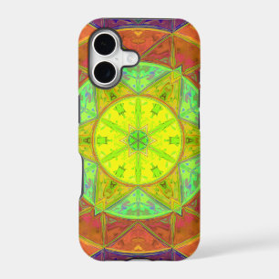 Mosaic Kaleidoscope Flower Yellow Green and Orange