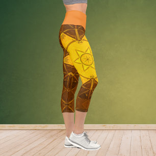 Mosaic Kaleidoscope Flower Yellow Leggings