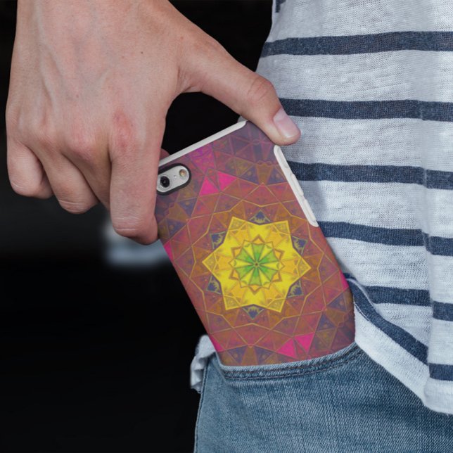 Mosaic Kaleidoscope Flower Yellow Purple and Pink Case-Mate iPhone Case (Creator Uploaded)