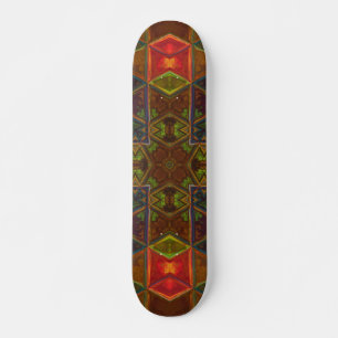 Mosaic Kaleidoscope Square Blue Red and Green Skateboard