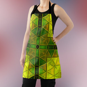 Mosaic Kaleidoscope Square Green and Yellow Apron