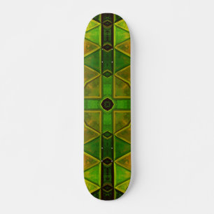 Mosaic Kaleidoscope Square Green and Yellow Skateboard