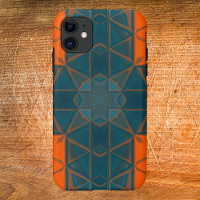 Mosaic Kaleidoscope Square Orange and Blue