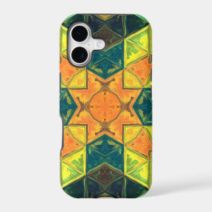 Mosaic Kaleidoscope Square Orange Yellow and Green
