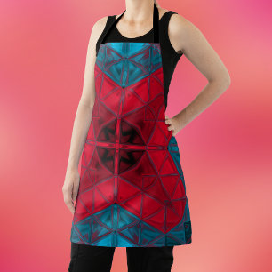 Mosaic Kaleidoscope Square Red and Blue Apron