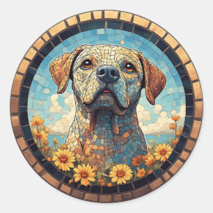 Mosaic Labrador Portrait in Circular Tile Frame Classic Round Sticker