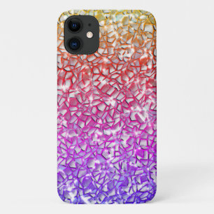 Mosaic layers in rough orange to lilac and sparkle iPhone 11 case