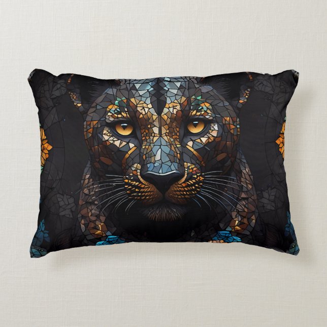 Mosaic Leopard Majesty Decorative Cushion (Front)