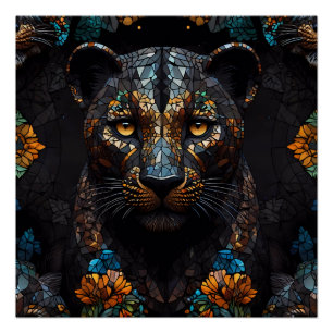 Mosaic Leopard Majesty Poster
