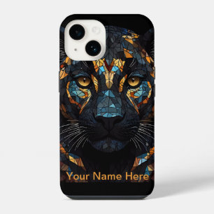 Mosaic Leopard Stained Glass Portrait iPhone 14 Case