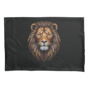 Mosaic Lion Portrait stained glass effect designer Pillowcase