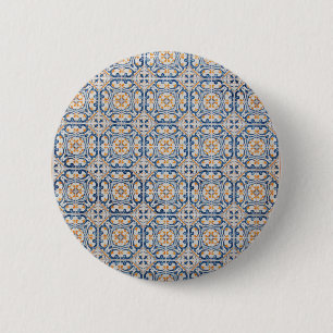 mosaic lisbon blue decoration portugal old tile 6 cm round badge