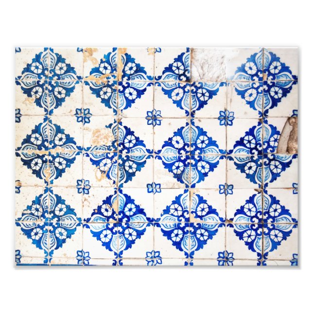 mosaic lisbon blue decoration portugal old tile photo print (Front)