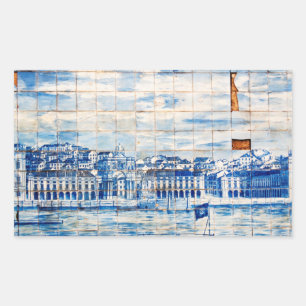 mosaic lisbon blue painting tile porcelain pattern rectangular sticker