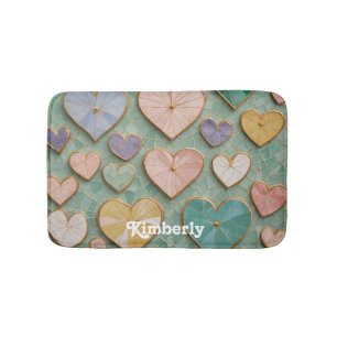 Mosaic Love: Pastel Hearts Bath Mat